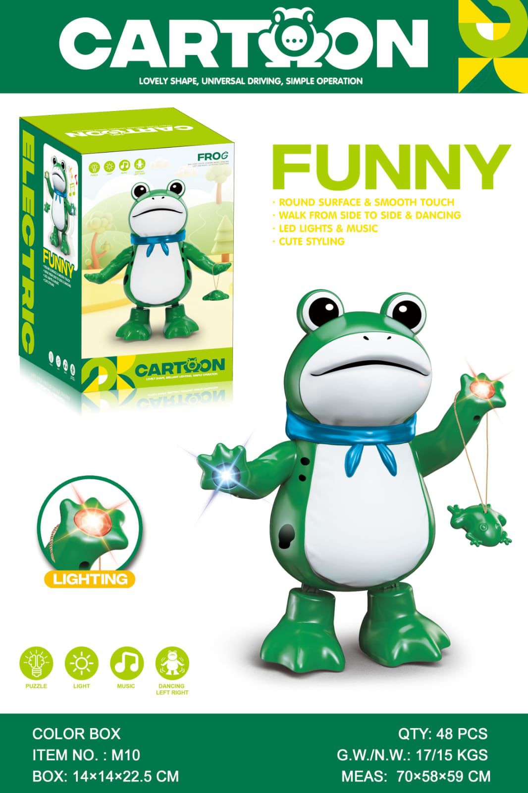 Funny Dancing Frog Toy with LED Lights & Music – Walking Cartoon Animal Toy
