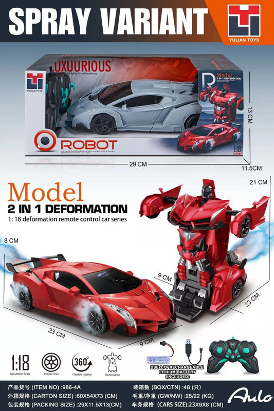 2-in-1 Transform Robot Car – Remote Control Deformation Sports Car Toy