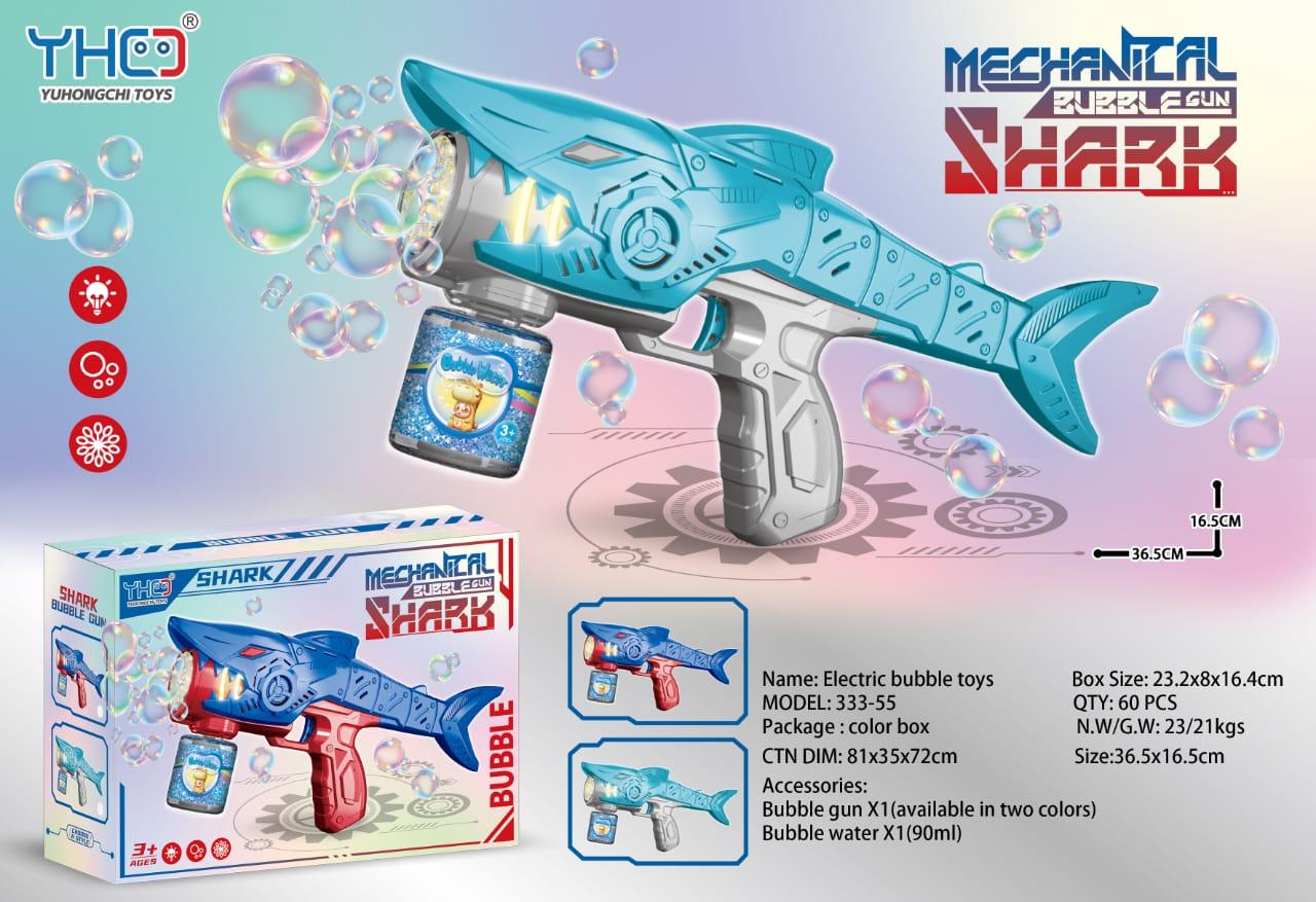 Shark Bubble Gun Toy for Kids – Automatic LED Bubble Blaster Fun